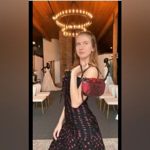 VINTAGE Claude Riha Cannes Paris Black/Red Polkadot Dress